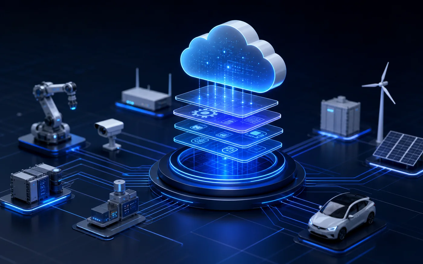 IoT platform connecting devices, cloud data and applications