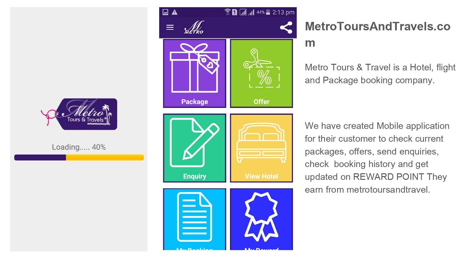 Metro tours & Travels Mobile Application Development for Tour Booking